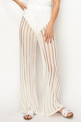 Stylish Open-Stitch Cover-Up Pants with Drawstring