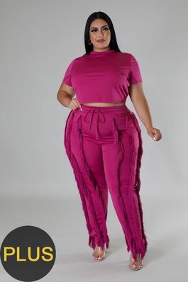 Stylish Plus Size Two-Piece Set with Crop Top