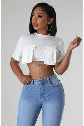 Stylish Cargo Pocket Crop Top for Trendsetters