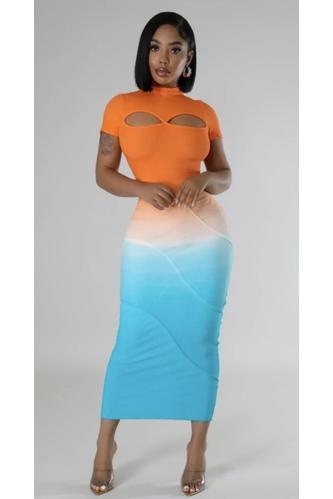 Chic Ombre Midi Dress for Elegant Style