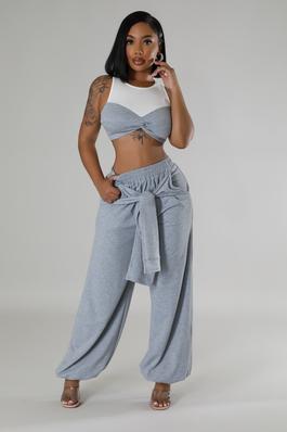 Trendy High-Waisted Stretch Pant Set