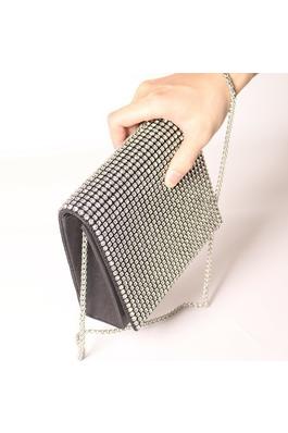 RHINESTONE ALL OVER CURVED EVENING BAG