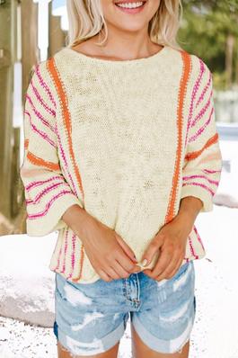 White Striped Lightweight Knitted Sweater