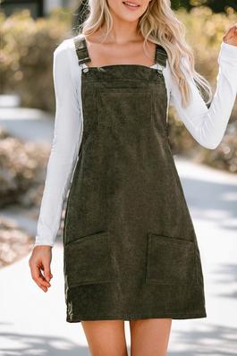 Front Pockets Sleeveless Corduroy Overall Dress
