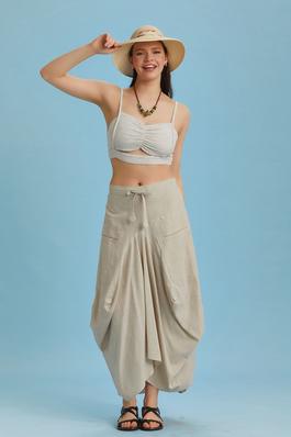 Asymmetrical Hem Detail Hippie Style Cotton Long Skirt