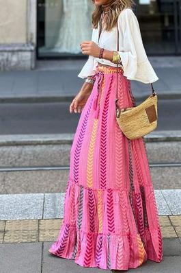 Ethnic Style Print High Waist Long Skirt