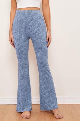 RIBBED MARBLE KNIT FLARE PANTS