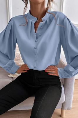 BISHOP SLEEVE BUTTON UP BLOUSE