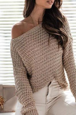 Drop Shoulder Open Knit Sweater
