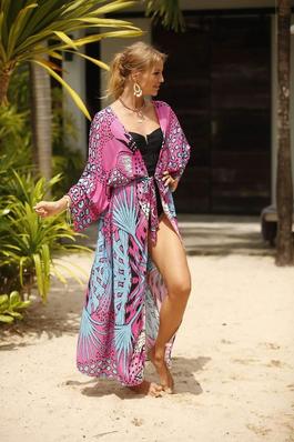 Swimsuit Cover Up Animal Print Beach Kimono Cardigan