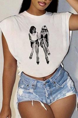 ROUND NECK CROP T SHIRT WITH SLOGAN PRINT FOR FESTIVALS SUPER LOOSE FOR WOMEN PERFECT FOR SUMMER