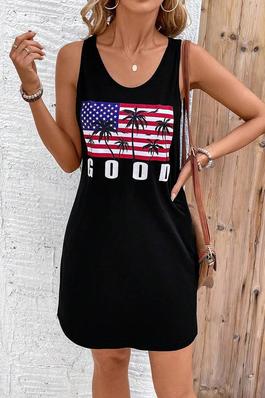 LUNE WOMEN S SUMMER VINTAGE STYLE A LINE STRIPED TANK DRESS WITH DISTRESSED DETAILS