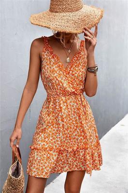 Women Summer  Sundress Floral Print Short Mini Dress Sleeveless