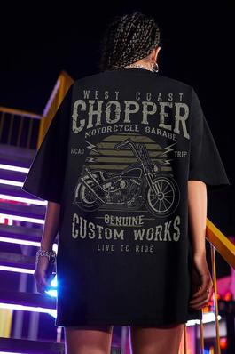 MOTORCYCLE LETTER GRAPHIC OVERSIZED TEE
