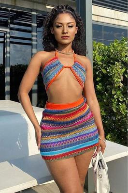 GRAPHIC KNITTED SKIRT SET