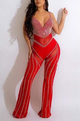 RHINESTONE BUSTIER AND BELL BOTTOM JUMPSUITS