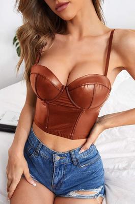 PU LEATHER BUSTIER CAMI TOP