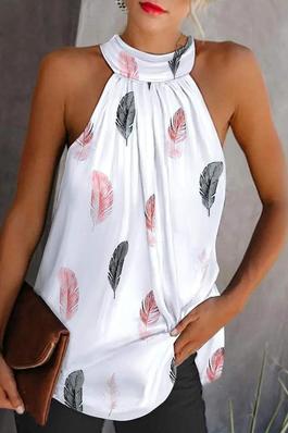 FEATHER PRINT CASUAL TANK TOP