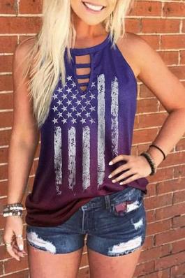 AMERICAN FLAG GRADIENT HOLLOW OUT CAMISOLE