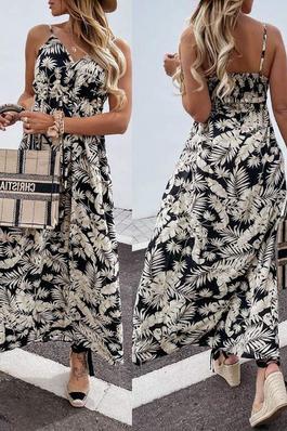 Tropical Print Cami Sleeveless Maxi Dress