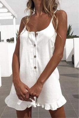 CASUAL SLEEVELESS BUTTON ROMPER