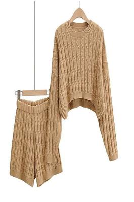 TWO PIECE KNIT LOUNGE CASUAL LONG SLEEVE SET