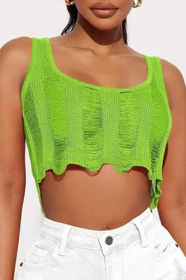 HOLLOW OUT SLEEVELESS CROP TOP