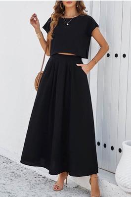 Casual Sleeveless Top And Long Skirt Set