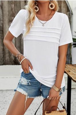 Casual Solid Color Round Neck Top