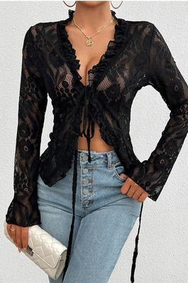Slim Fit Lace Long Sleeve Fashion Top