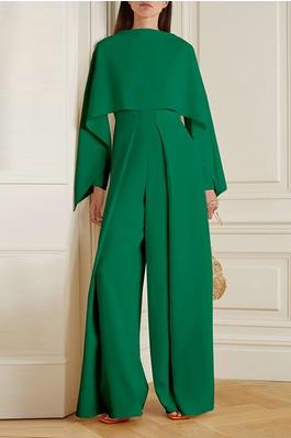Long Sleeves Wrap Solid Color Zipper Jumpsuits