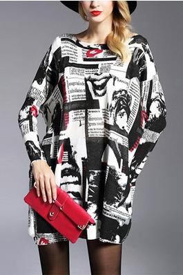 Long Sleeves Loose Letter Print Printed Round-neck Knitwear Pullovers Sweater Tops