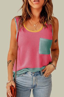 Patched Pocket Breathable Knit Tank Top