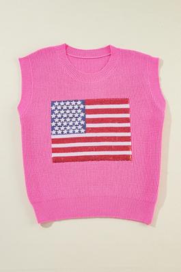 Bonbon Sparkling American Flag Knitted Vest