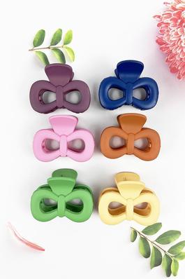 MATTE SOLID BASIC COLOR BOW KNOT SMALL HAIR CLAW
