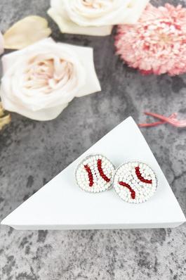 ROUND SEED BEAD SPORTS BALL THEME POST EARRING