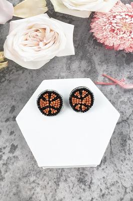 INCH ROUND SEED BEAD BASKETBALL THEME POST EARRING