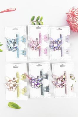 4 PCS SHINNY BUTTERLY AND LINE HAIR CLAW CLIP SET