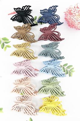 MATTE ASSORTED COLOR FILIGREE BUTTERFLY HAIR CLAW
