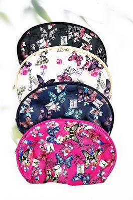 OVAL SHAPED BUTTERFLY PRINT COSMETIC POUCH