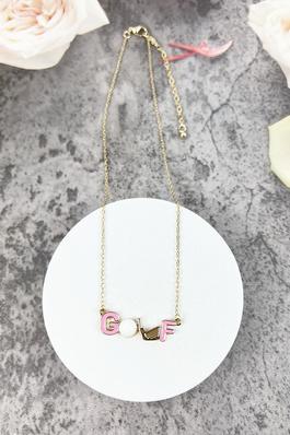 GOLF SHAPED CHARM PENDANT SHORT CHAIN NECKLACE