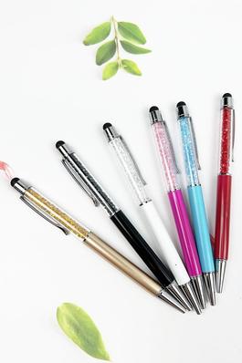ASSORTED SOLID COLOR WITH SMALL CRYSTAL RETRACTABLE INK PEN