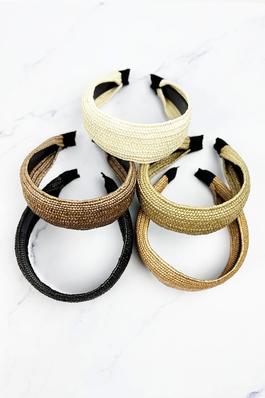 NUDE TONE COLOR WEAVING WIDE HEAD BAND