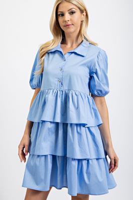 TIERED DRESS WITH PEASANT SLEEVES