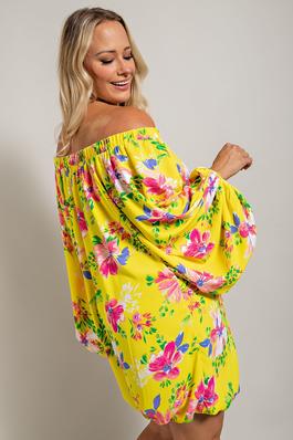 PLUS OFF SHOULDER BALLOON SLEEVE WITH BUBBLE HEM