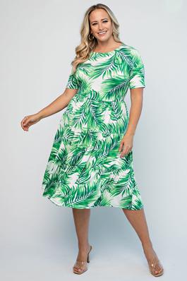 PLUS SIZE SHORT SLEEVE TIERED DRESS