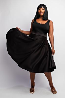 PLUS SIZE FLARE SKIRT WITH BACK ZIPPER
