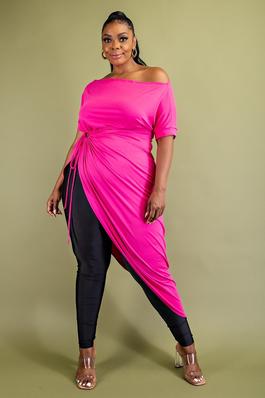 PLUS SIZE OFF SHOULDER MAXI TOP WITH KEY HOLE