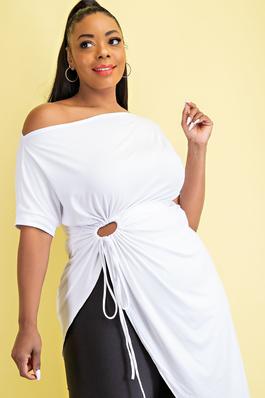 PLUS SIZE OFF SHOULDER MAXI TOP WITH KEY HOLE