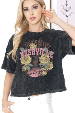 NASHVILLE TENNESSEE - Mineral Wash Cropped top